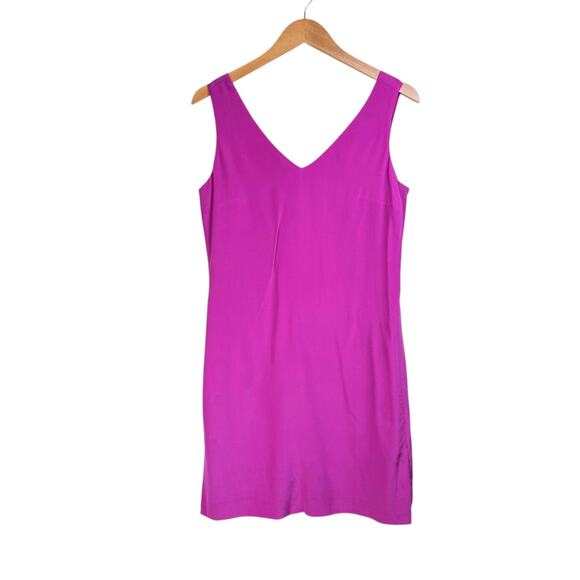 Cynthia Rowley Magenta Pink Purple 100% Silk Sleeveless V-neck Mini Slip Dress - Picture 5 of 10